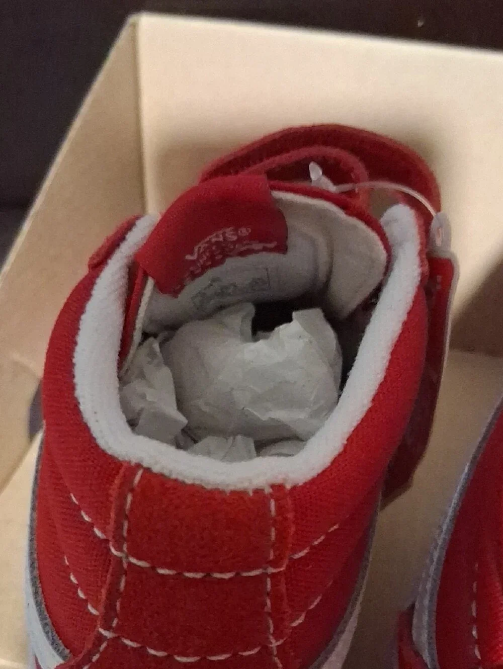 Vans Kids Red High-Top Velcro Canvas Sneakers 9.0 Usa Toddler